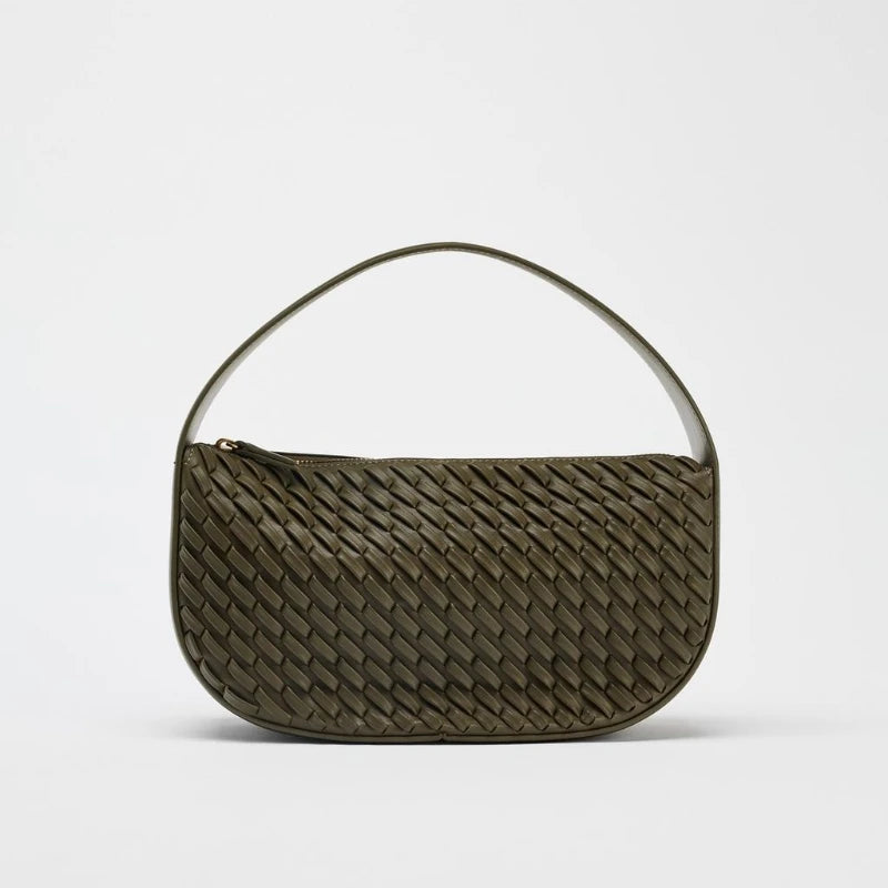 Women Daily Shoulder Adjustable Strap Woven Simple Hobo Solid Color Stylish Shoulder Bag Shopping Bag