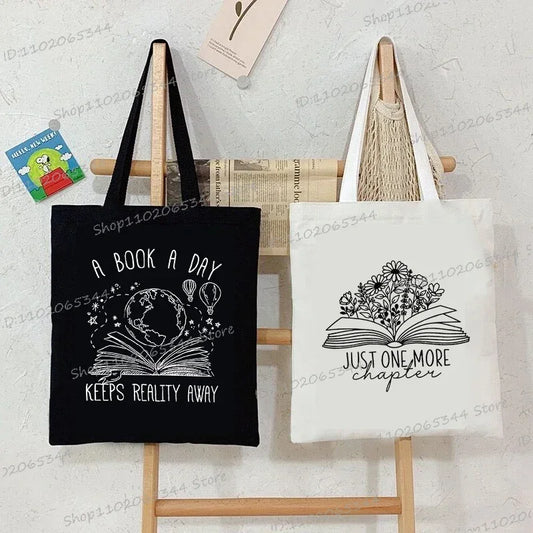 Wildflowers and Books Woman's Handbag "Just One More Chapter" Floral Books Travel Tote Bag Vintage Earth Student Shoulder Bag