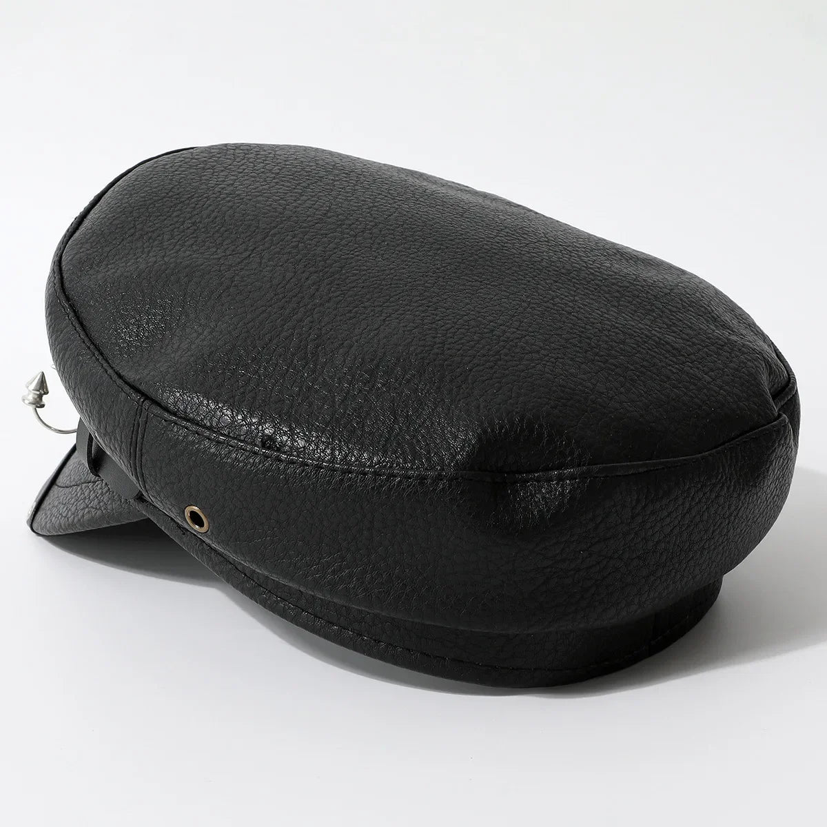 Leather Rivet Show Navy Cap Skinny Cap New Niche Punk Hip Hop Wind Beret Black PU Military Cap
