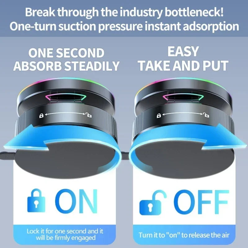 Cooling Magnetic Car Wireless Charger Car Phone Holder Mount Fast Charging for iPhone 15 14 13 Pro Suction Cup Vacuum Foldable